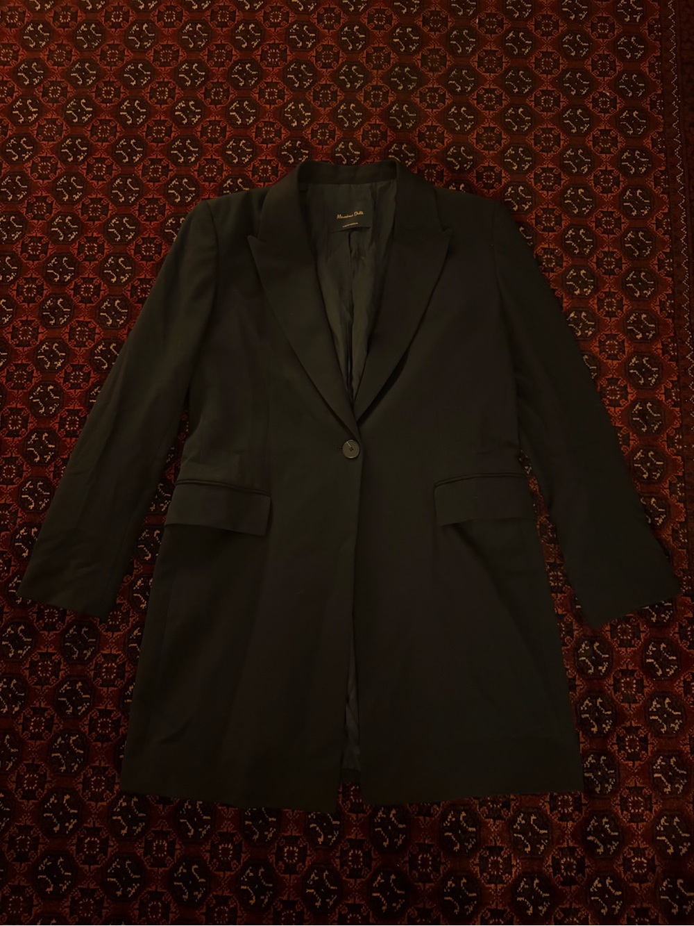 Massimo Dutti Black Single-Button Tailored Blazer